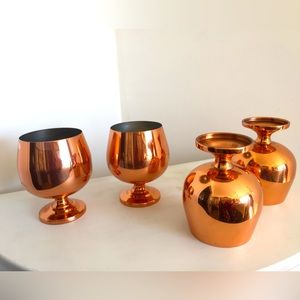 Vintage Coppercraft Guild Copper Brandy MCM cognac snifters goblets 1970 bar
